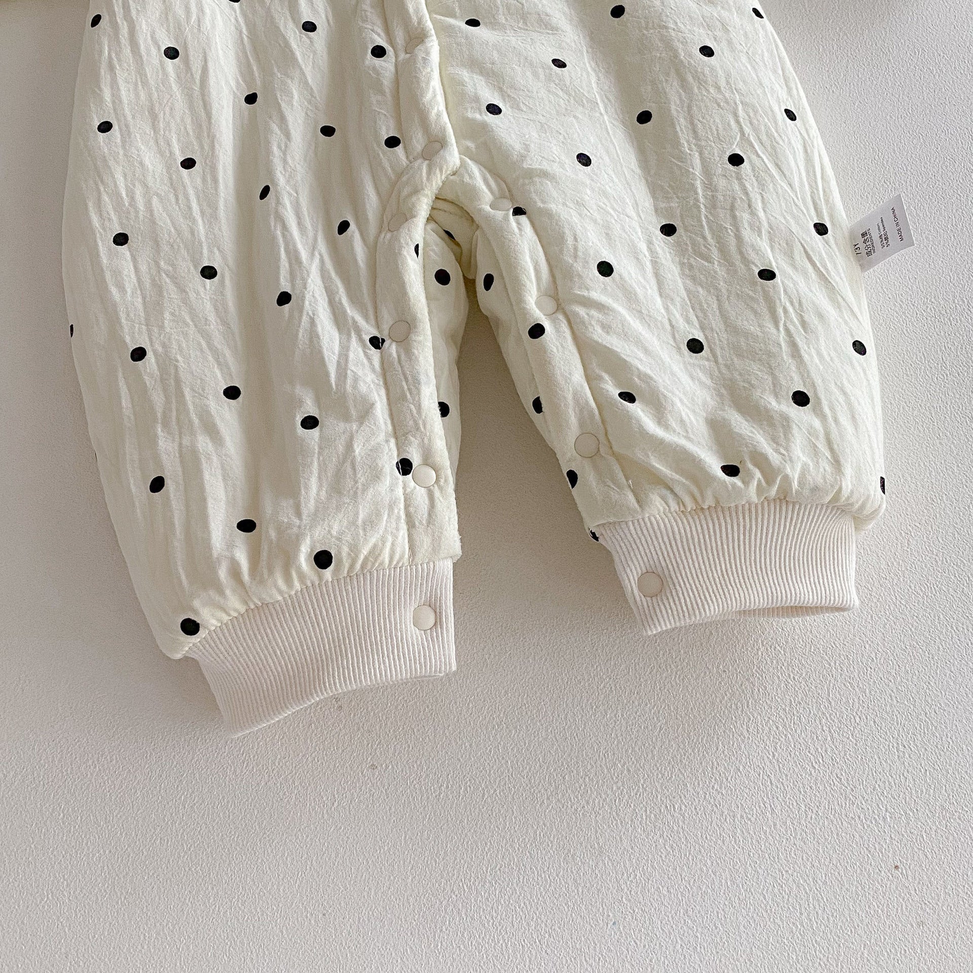 Winter Arrival Baby Girls Long Sleeves Dots Pattern Fleece-lined Warm Rompers, MyKids-USA®, Baby One-Pieces, MyKids-USA -  -  -  -  -  -  - 