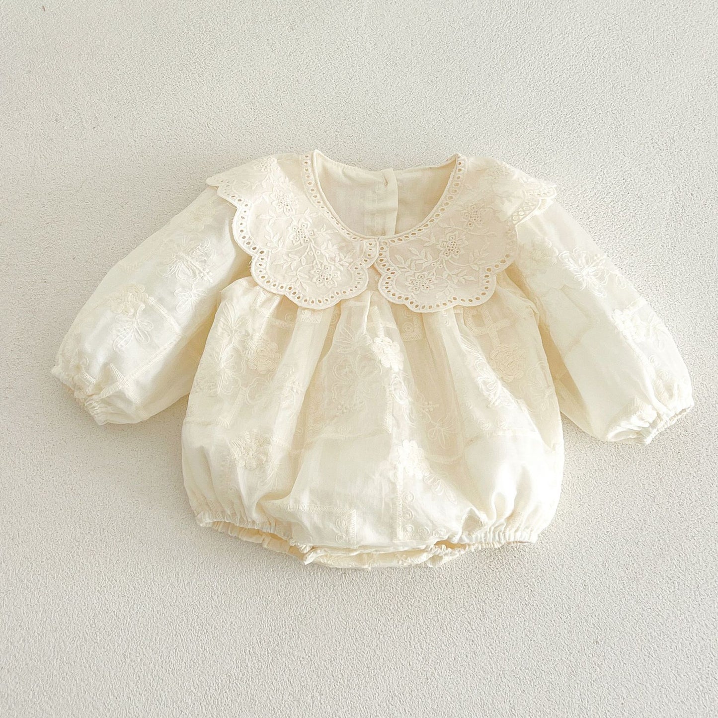 MyKids-USA® Autumn Flowers Embroidered Solid Color Baby Kids Girls Princess Bodysuit