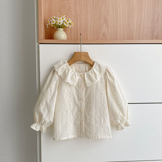 MyKids-USA® Baby Girls Long Sleeves Flowers Embroidered Pattern Shirt