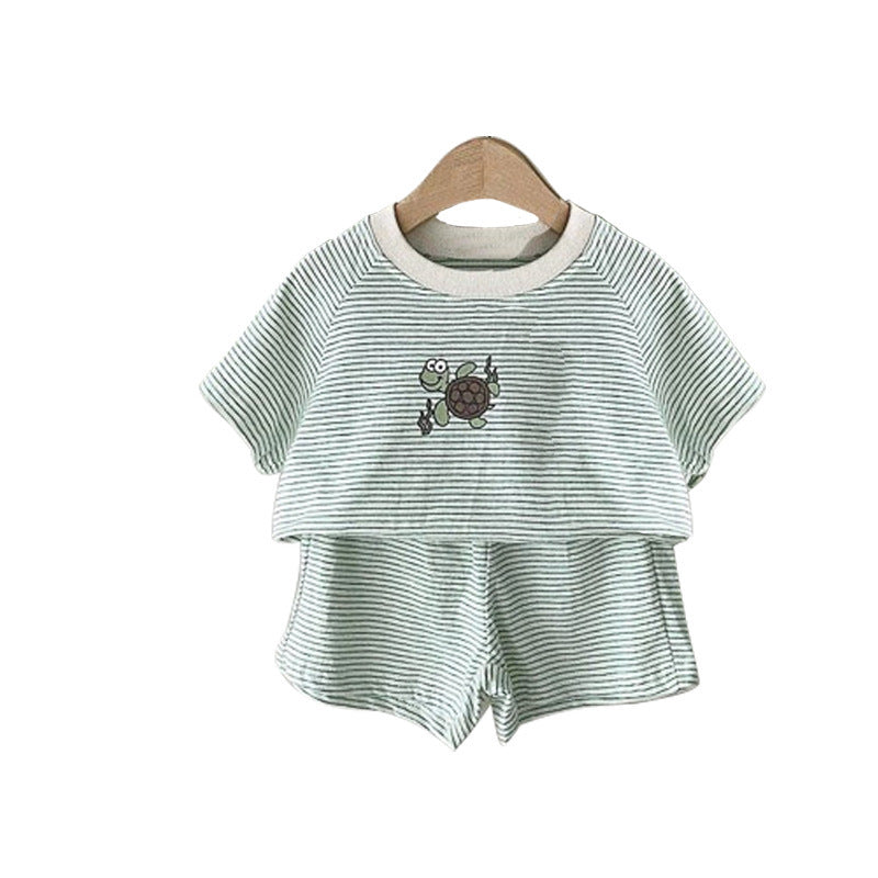 MyKids-USA® Arrival Summer Baby Kids Short Sleeves Striped T-shirt and Shorts Clothing Set