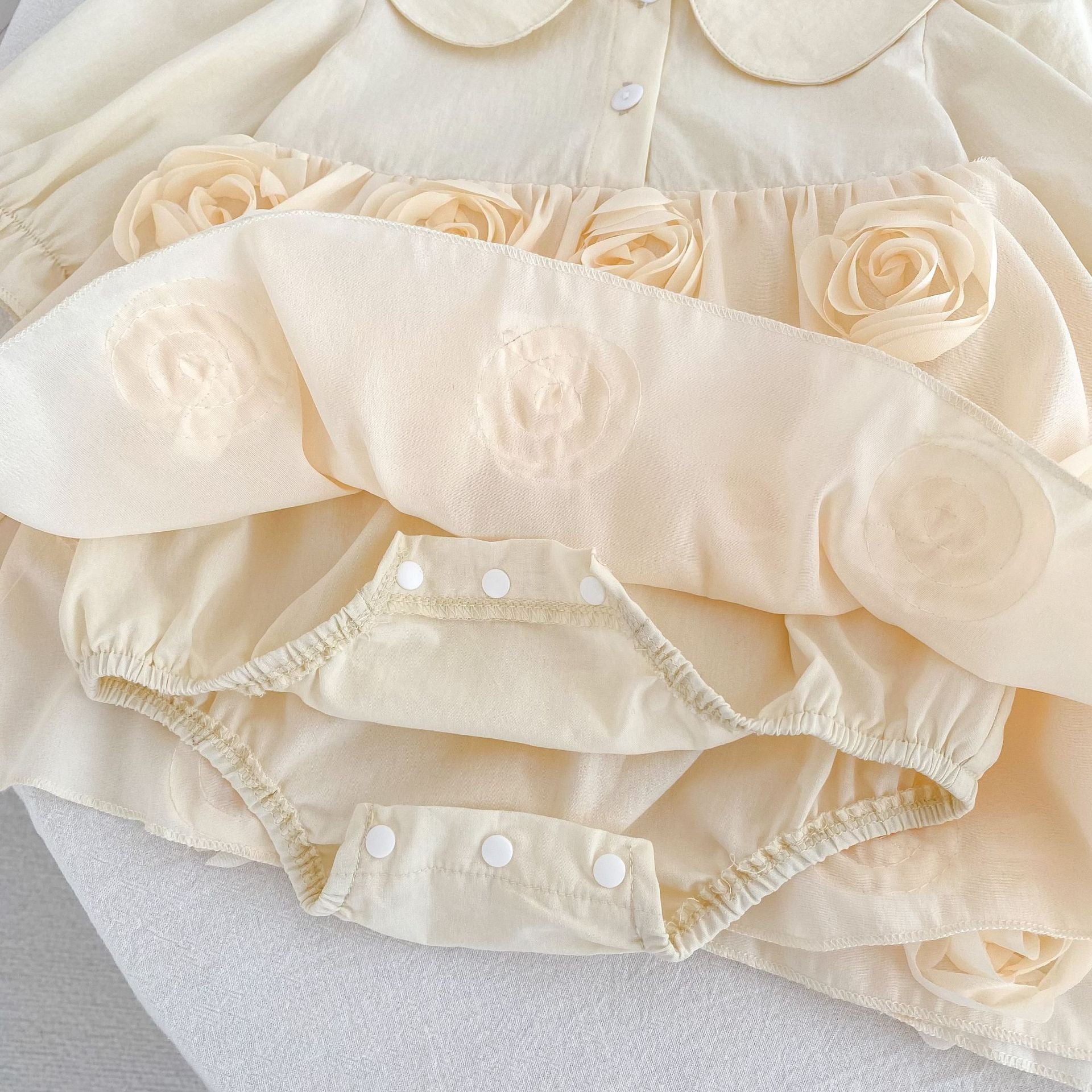 Autumn Baby Girls Flowers Pattern Long-sleeved Peter Pan Collar Onesies and Dress – Princess Sister Matching Set, MyKids-USA®, Baby & Toddler Outfits, MyKids-USA -  -  -  -  -  -  - 