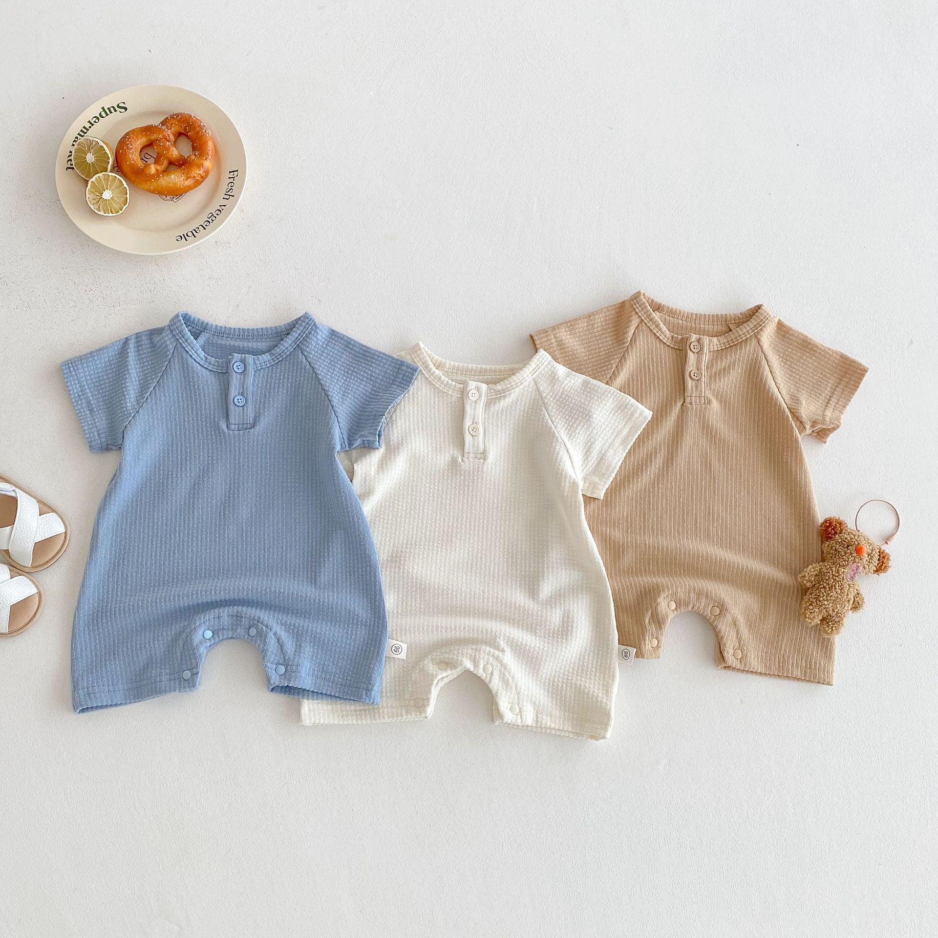 Summer Arrival Baby Unisex Short Sleeves Plain Rompers Bodysuits, MyKids-USA®, Baby One-Pieces, MyKids-USA -  -  -  -  -  -  - 