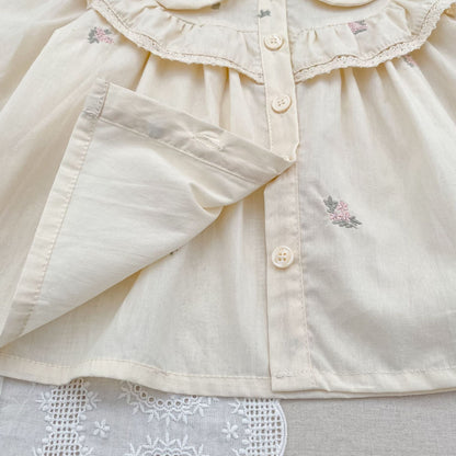 MyKids-USA® Arrival Autumn Baby Kids Girls Long Sleeves Flowers Embroidered Shirt