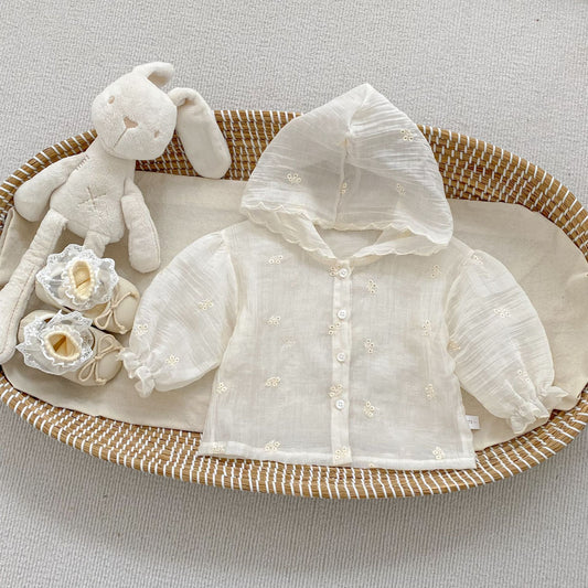 Arrival European and American Style Baby Kids Girls Flowers Pattern Solid Color Sun-resistant Coat with Long Sleeves, MyKids-USA®, Coats & Jackets, MyKids-USA - Size/Age - 73 (6-9M) - Color - Beige -  -  - TR2604202307-A.