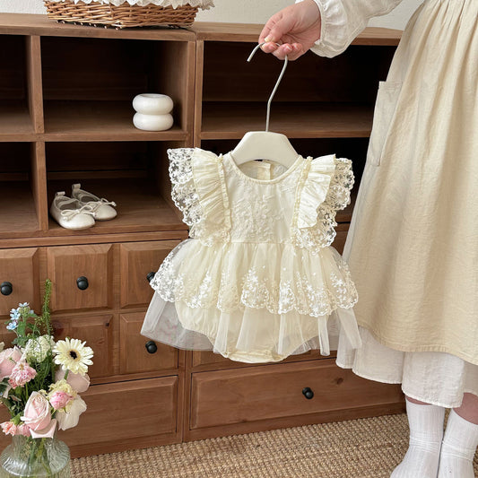 Summer Arrival Baby Girls Fly Sleeves Flowers Pattern Embroidered Bodysuit, MyKids-USA®, Baby & Toddler Dresses, MyKids-USA -  -  -  -  -  -  - .