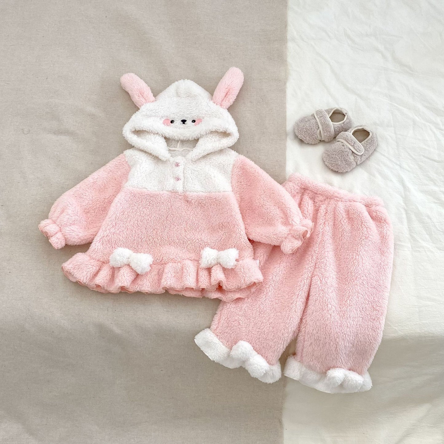 Winter and Spring Baby Kids Long Sleeves Cute Cartoon Pattern Top and Pants Fluffy Clothing Set, MyKids-USA®, Baby & Toddler Outfits, MyKids-USA - Size/Age - 73 (6-9M) - Color - Pink -  -  - TR2512031839-B