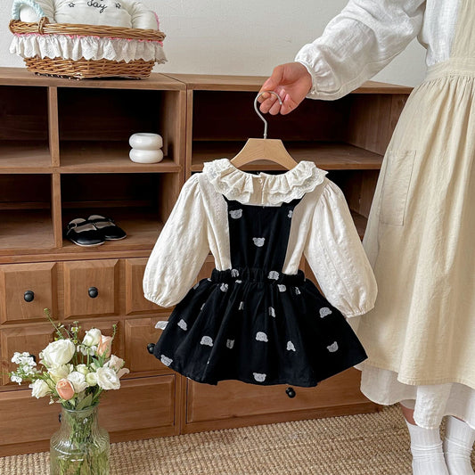 Spring Baby Kids Girls Long Sleeves Solid Color Top and Overalls Dress Clothing Set, MyKids-USA®, Baby & Toddler Outfits, MyKids-USA -  -  -  -  -  -  - .