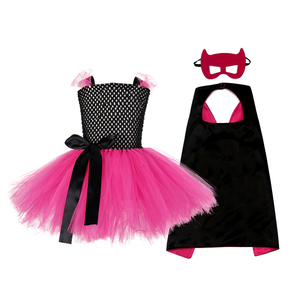 Halloween Superhero Costume Dress with Cape and Mask, MyKids-USA®, Costume Dresses, MyKids-USA - Size/Age - S (1-3Y) - Color - Colorful -  -  - TR2508202219-C.