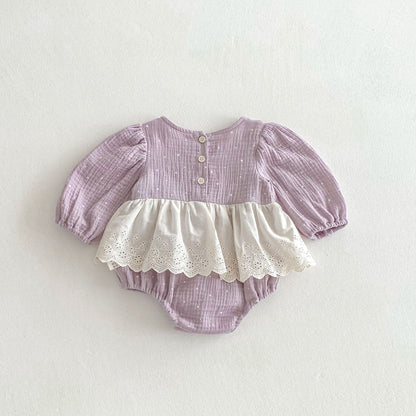 Autumn Arrival Baby Girls Long Sleeves Floral and Dots Pattern Color Patchwork Onesies, MyKids-USA®, Baby One-Pieces, MyKids-USA -  -  -  -  -  -  - 