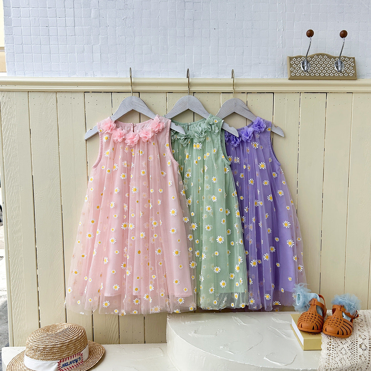Summer Arrival Flowers Pattern Sleeveless Tulle Dress for Stylish Girls, MyKids-USA®, Baby & Toddler Dresses, MyKids-USA -  -  -  -  -  -  - 