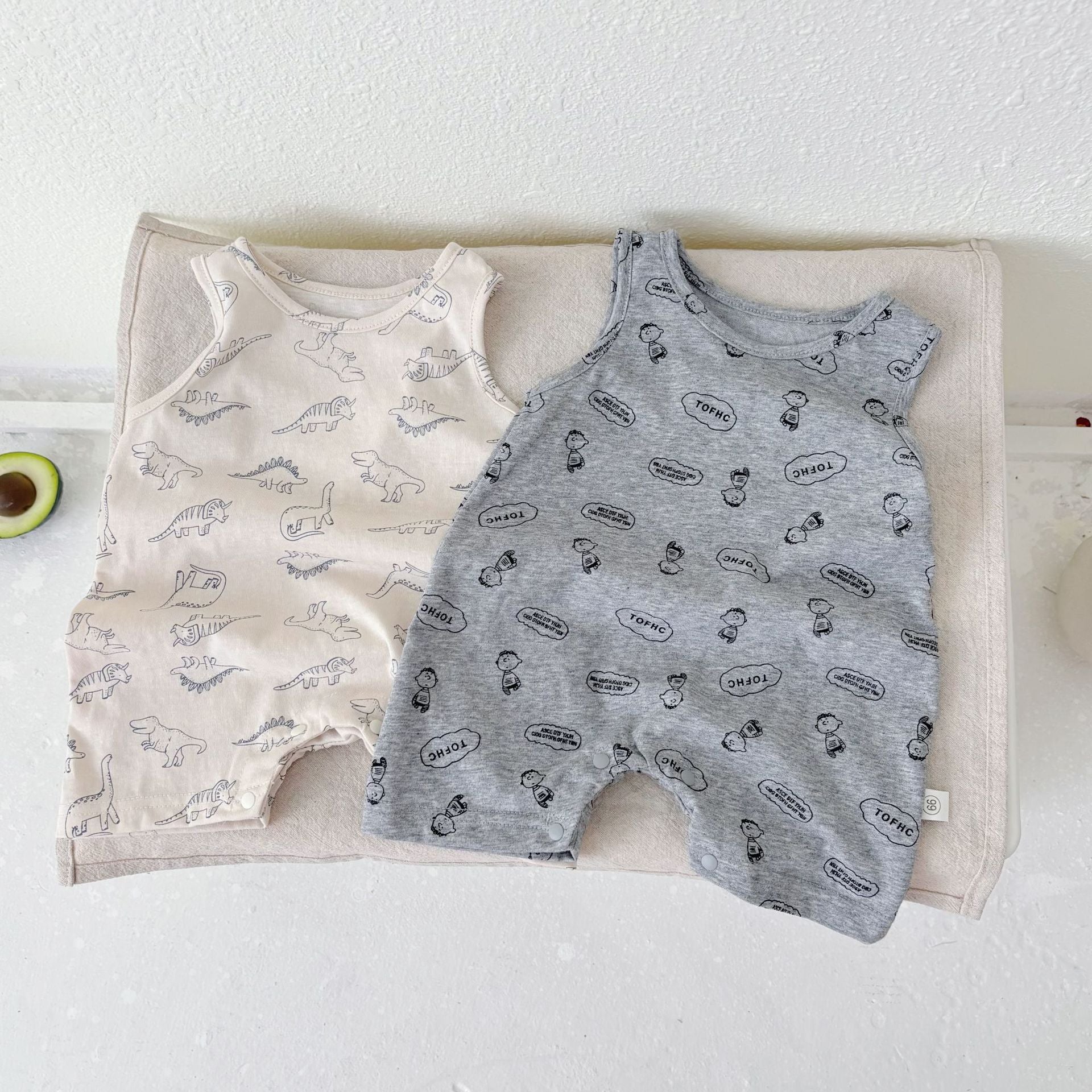 Summer Arrival Baby Unisex Simple Dinosaurs Pattern Sleeveless Crew Neck Rompers, MyKids-USA®, Baby One-Pieces, MyKids-USA -  -  -  -  -  -  - 