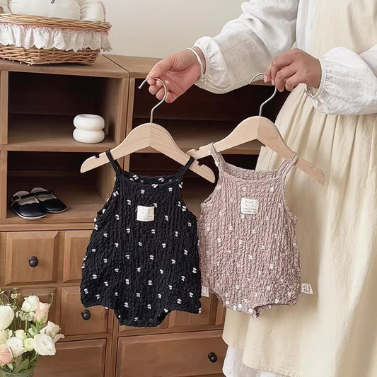 Summer Arrival Baby Girls Sleeveless Ruffle Design Strap Bodysuit