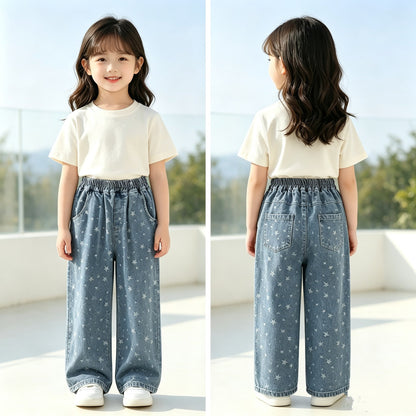MyKids-USA® Arrival Autumn Girls Stars Pattern Jeans