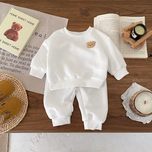 Autumn and Spring Baby Kids Long Sleeves Cute Teddy Bear Pattern Pullover and Pants Clothing Set, MyKids-USA®, Baby & Toddler Outfits, MyKids-USA - Size/Age - 66 (3-6M) - Color - Beige -  -  - TR2512071732-A.