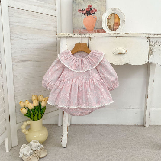 Spring Arrival Baby Girls Long Sleeves Flowers Pattern Pink Bodysuit Dress, MyKids-USA®, Baby & Toddler Dresses, MyKids-USA -  -  -  -  -  -  - .