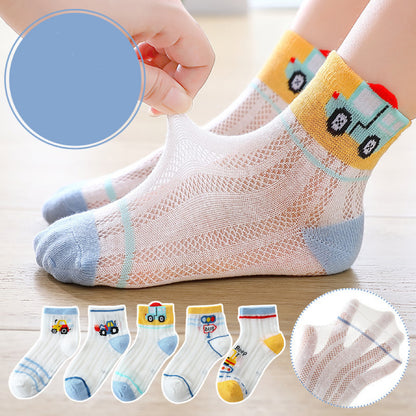 Baby Print Pattern Mesh Soft Cotton Socks 1Bag=5Pairs