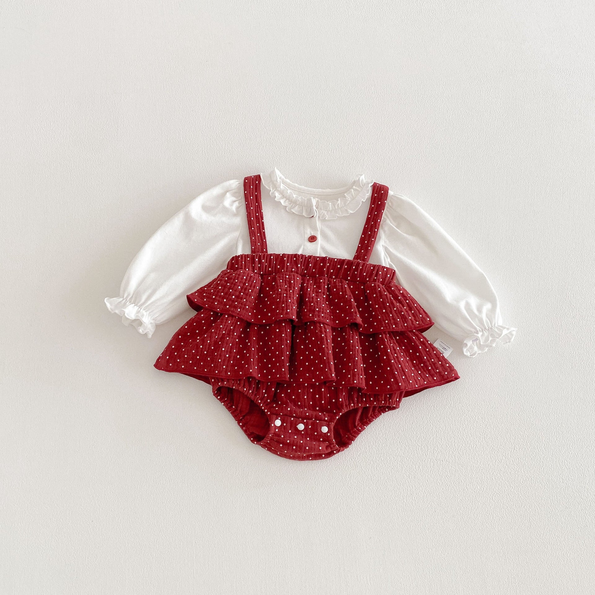 Spring Arrival Baby Girls Long Sleeves Ruffle Neck Color Patchwork Bodysuit, MyKids-USA®, Baby One-Pieces, MyKids-USA - Size/Age - 66 (3-6M) - Color - Beige -  -  - TR2603011537-A.