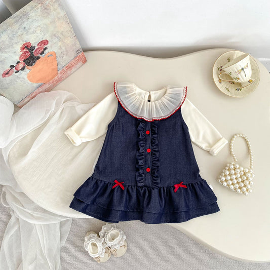 MyKids-USA® Arrival Autumn Baby Kids Girls Long Sleeves Top and Butterfly-bows Pattern Dress