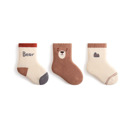 Autumn and Winter Arrival Baby Unisex Breathable Animals Pattern Cute Socks 1 Lot=3-Pair Set, MyKids-USA®, Baby & Toddler Socks & Tights, MyKids-USA - Size/Age - XS (0-6M) - Color - Brown -  -  - TR2601021025-D.