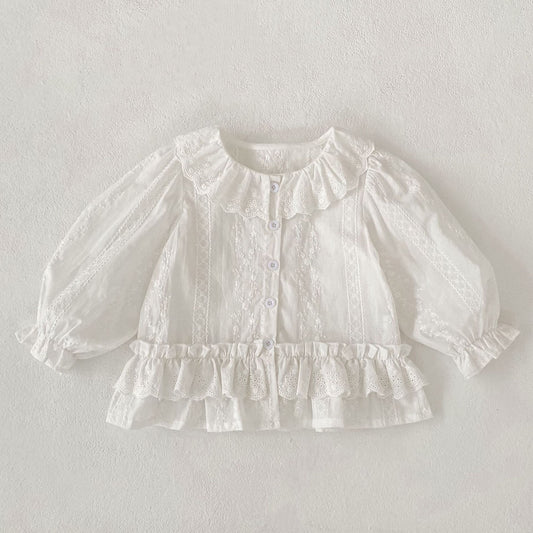 MyKids-USA® Arrival Autumn Baby Kids Girls Long Sleeves Flowers Pattern Embroidered Shirt