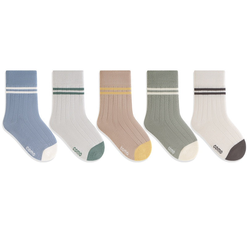 Spring and Autumn Arrival Baby Kids Unisex Breathable Simple Casual Pattern Socks 1 Lot=5-Pair Set, MyKids-USA®, Baby & Toddler Socks & Tights, MyKids-USA - Size/Age - S (0-1Y) - Color - Khaki -  -  - TR2601021009-F.