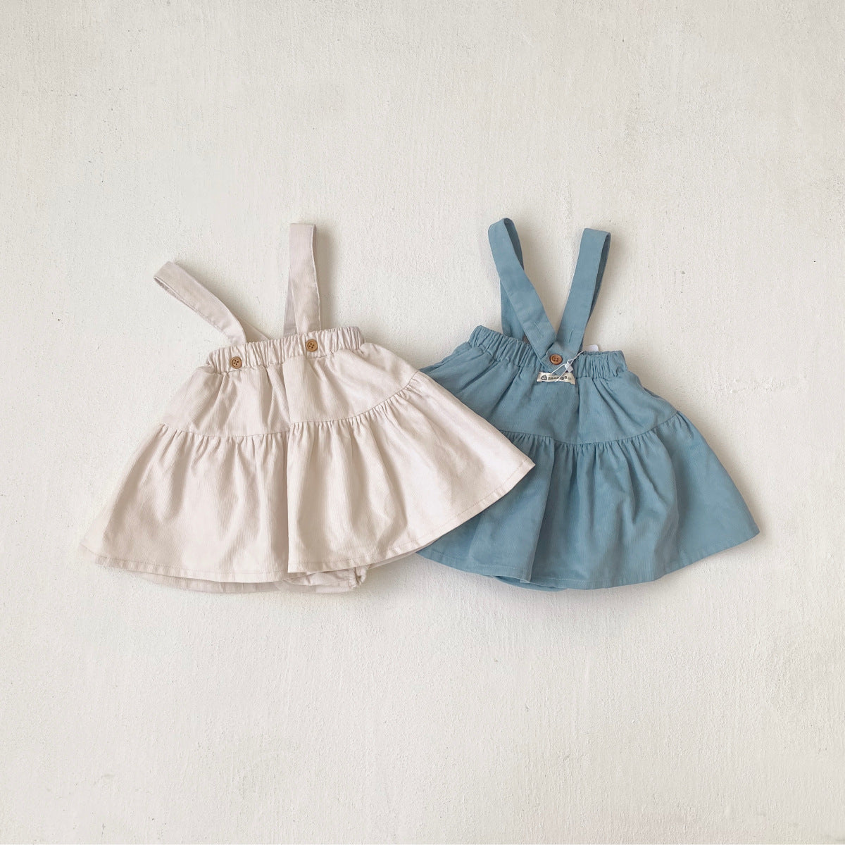 MyKids-USA® Autumn Arrival Baby Girls Sleeveless Solid Color Overalls Skirt