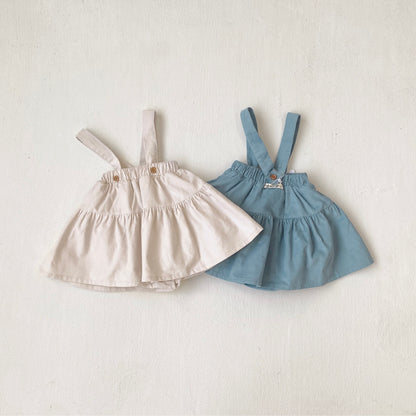 MyKids-USA® Autumn Arrival Baby Girls Sleeveless Solid Color Overalls Skirt