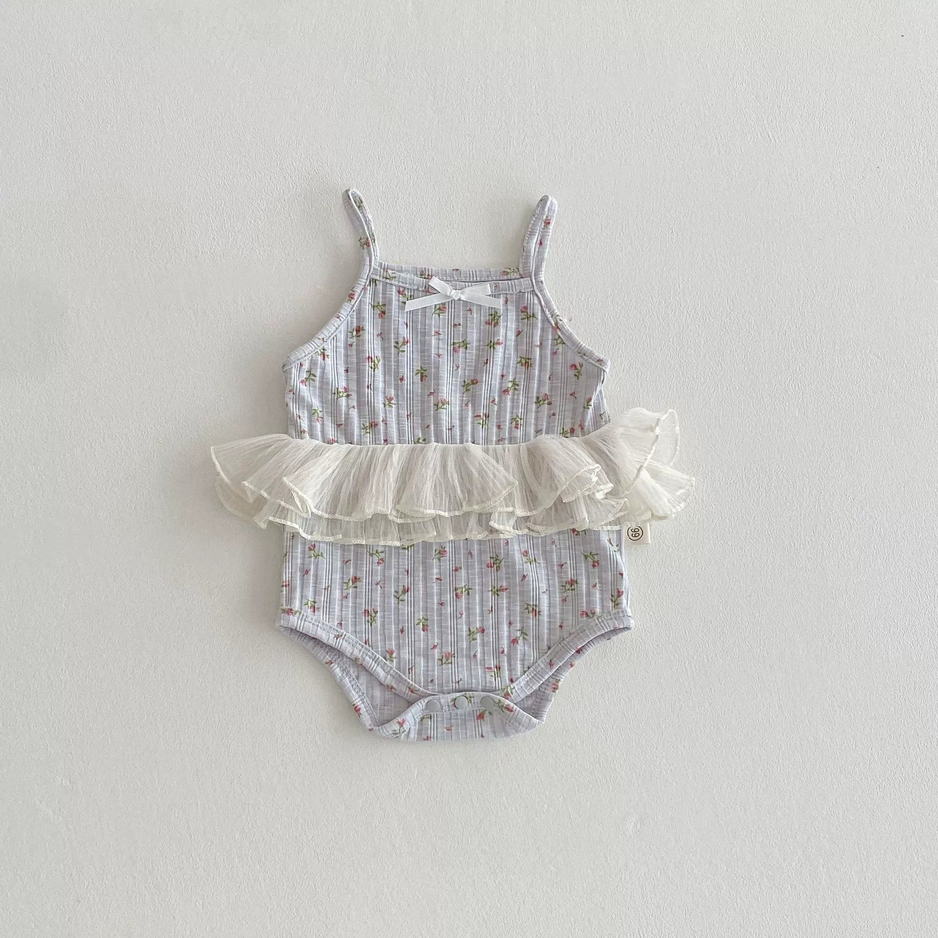 Summer Arrival Baby Girls Color Patchwork Flowers Pattern Sleeveless Onesies, MyKids-USA®, Baby One-Pieces, MyKids-USA - Size/Age - 66 (3-6M) - Color - Grey -  -  - TR2506121950-A