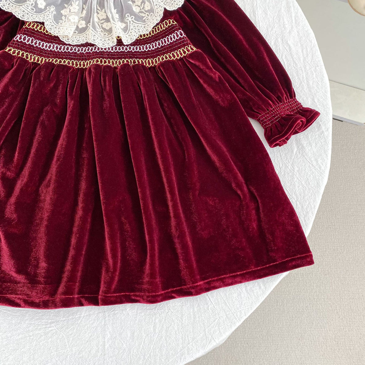 MyKids-USA® Baby Girls Lace Trim Collar Long-sleeved Bodysuit or Dress – Princess Sister Matching