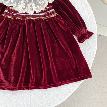 MyKids-USA® Baby Girls Lace Trim Collar Long-sleeved Bodysuit or Dress – Princess Sister Matching