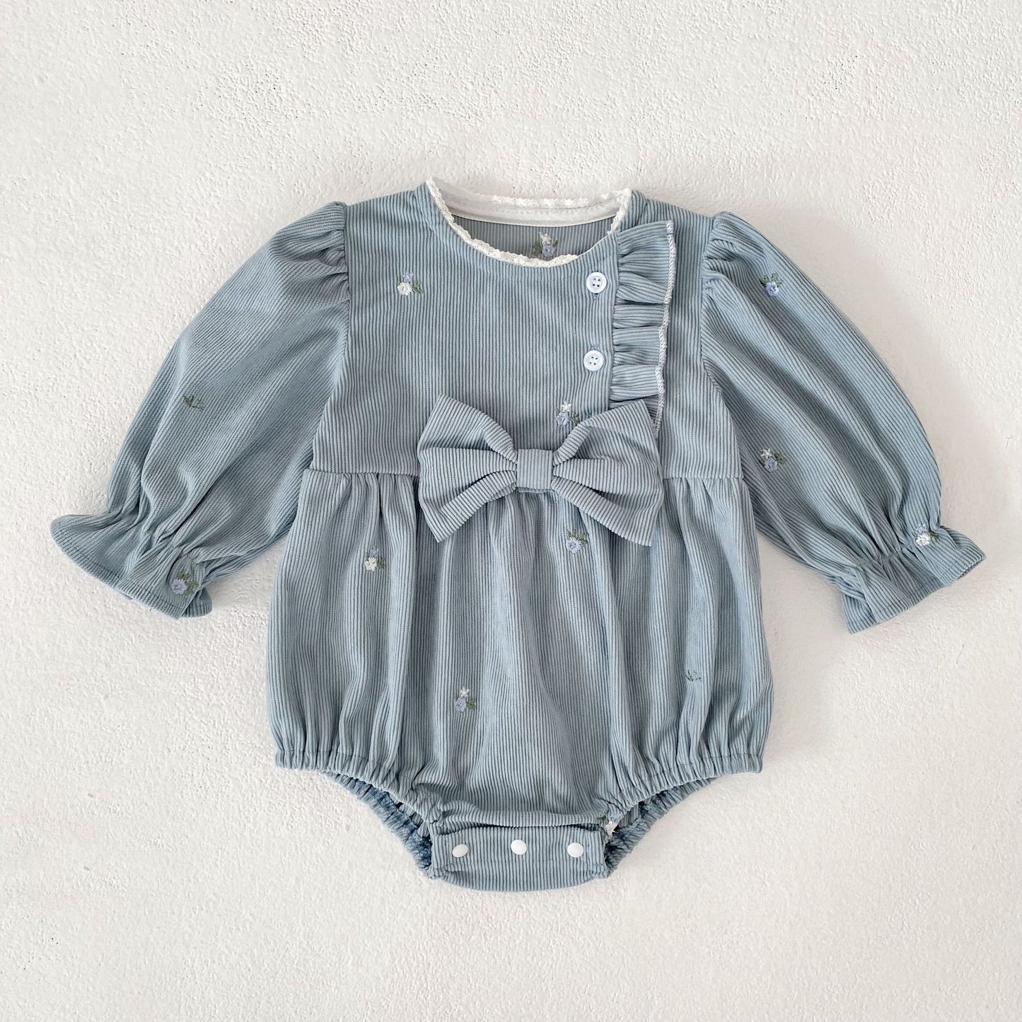 MyKids-USA® Autumn Flowers Embroidered Baby Kids Girls Princess Long Sleeves Bodysuit
