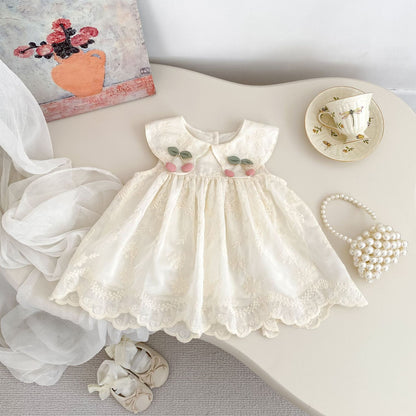 Summer Arrival Sleeveless Flowers Embroidered Pattern Dress for Stylish Girls, MyKids-USA®, Baby & Toddler Dresses, MyKids-USA - Size/Age - 73 (6-9M) - Color - Beige -  -  - TR2504262043-A