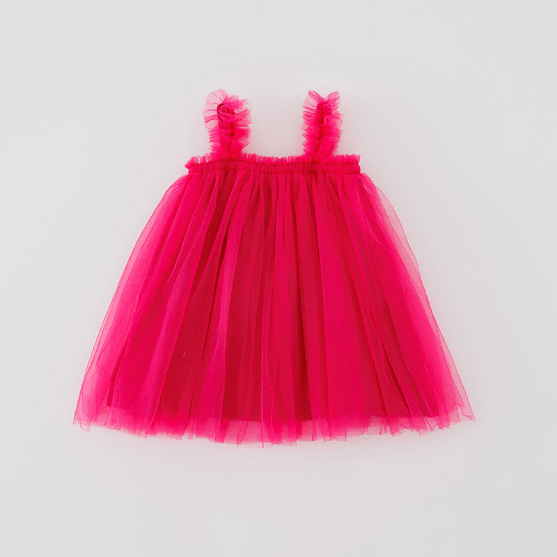 Summer Baby Kids Girls Sleeveless Plain Tulle Strap Dress, MyKids-USA®, Baby & Children's Dresses, MyKids-USA - Size/Age - 80 (9-12M) - Color - Red -  -  - TR2605162239-F.
