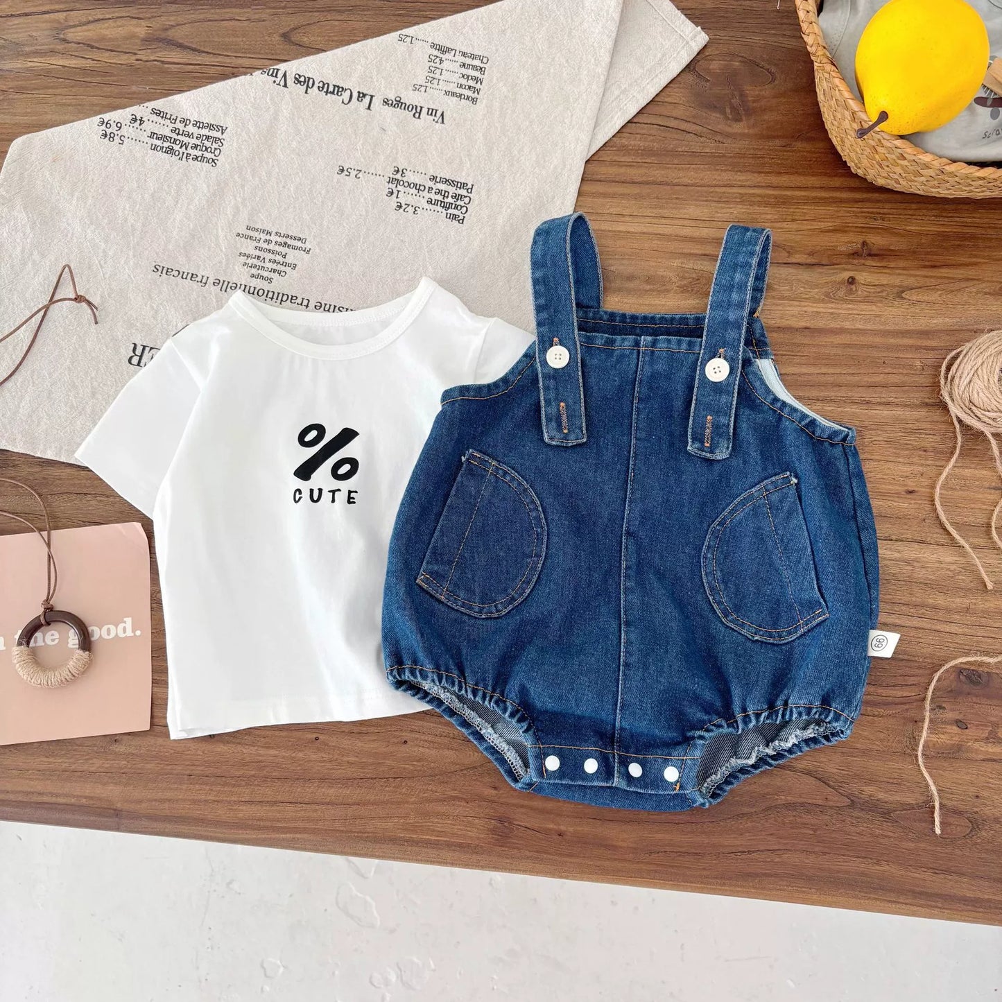 Summer Hot Selling Baby Kids Unisex Sleeveless Denim Blue Strap Onesies Overalls and White T-Shirt Clothing Set, MyKids-USA®, Baby & Toddler Outfits, MyKids-USA - Size/Age - 66 (3-6M) - Color - Beige -  -  - TR2505172055-A