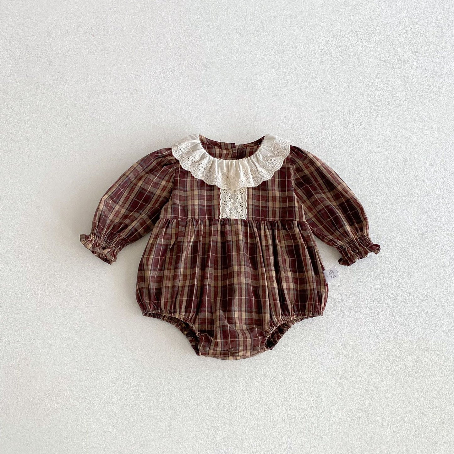 Autumn Arrival Baby Girls Long Sleeves Plaid Pattern Vintage Onesies, MyKids-USA®, Baby One-Pieces, MyKids-USA - Size/Age - 66 (3-6M) - Color - Brown -  -  - TR2510292317-A