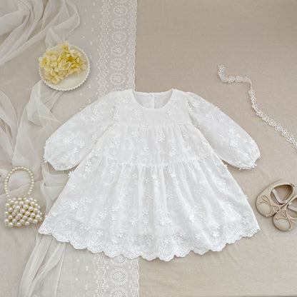 Arrival Spring and Autumn Flowers Pattern Baby Kids Girls Solid Color Onesies and Dress – Princess Sister Matching Set