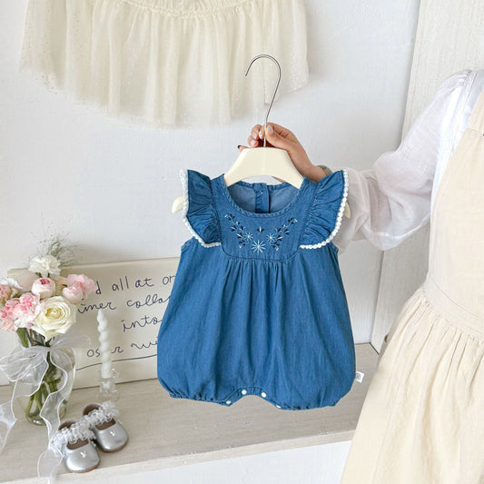 Design Summer Baby Kids Girls Fly Sleeves Floral Pattern Rompers, MyKids-USA®, Baby & Children's One-Pieces, MyKids-USA - Size/Age - 66 (3-6M) - Color - Blue -  -  - TR2605272355-A.
