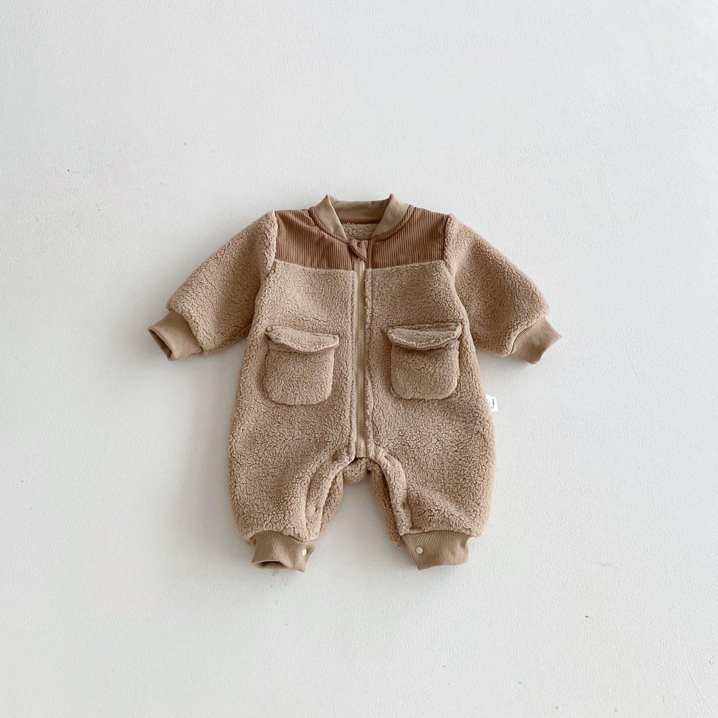 Winter Arrival Baby Unisex Long Sleeves Zip-up Fluffy Casual Rompers, MyKids-USA®, Baby One-Pieces, MyKids-USA - Size/Age - 66 (3-6M) - Color - Brown -  -  - TR2511232339-A