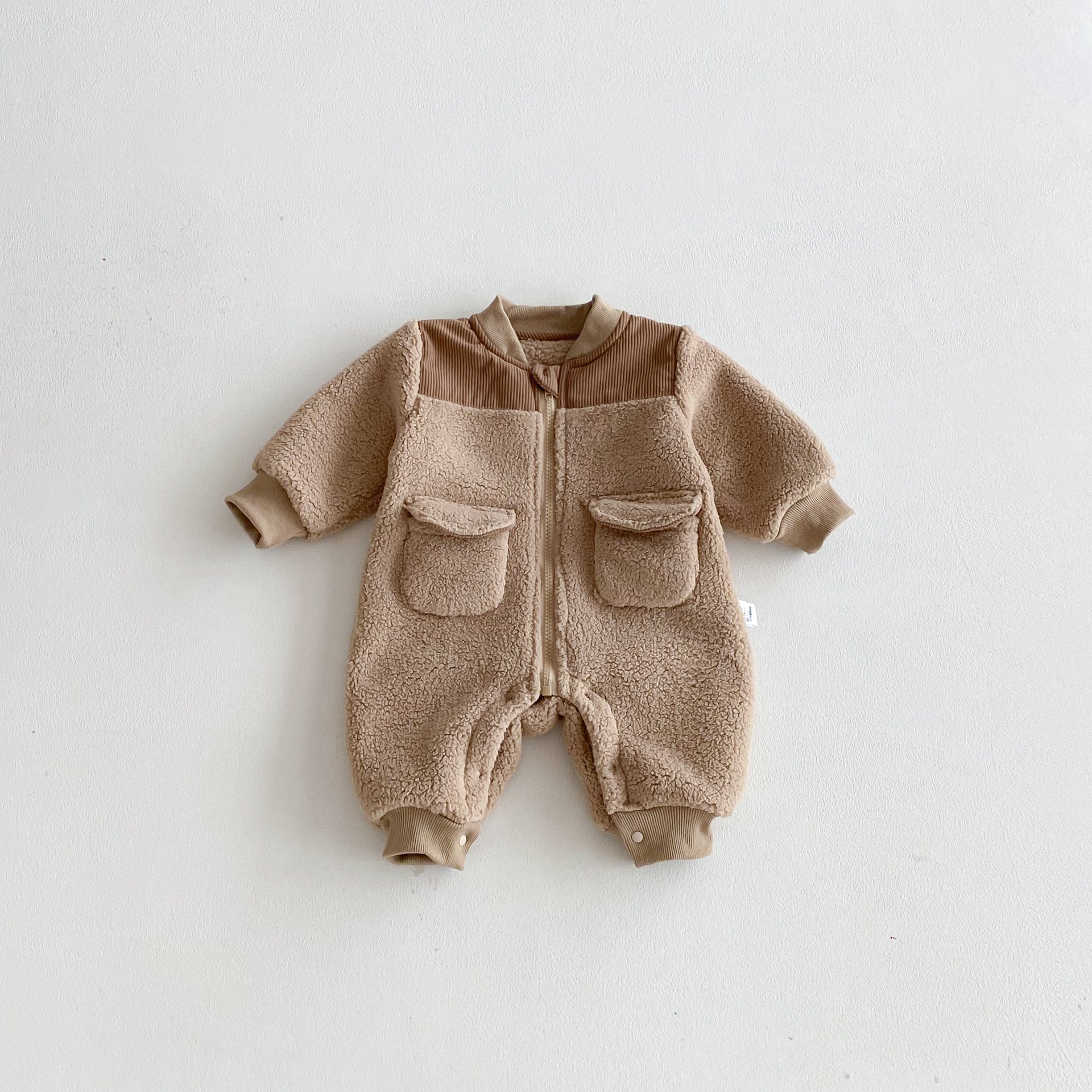 Winter Arrival Baby Unisex Long Sleeves Zip-up Fluffy Casual Rompers, MyKids-USA®, Baby One-Pieces, MyKids-USA - Size/Age - 66 (3-6M) - Color - Brown -  -  - TR2511232339-A