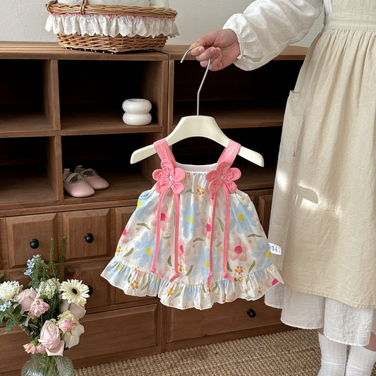 Design Summer Baby Kids Girls Pink Sleeveless Flowers Pattern Strap Bodysuit Dress, MyKids-USA®, Baby & Toddler Dresses, MyKids-USA -  -  -  -  -  -  - .