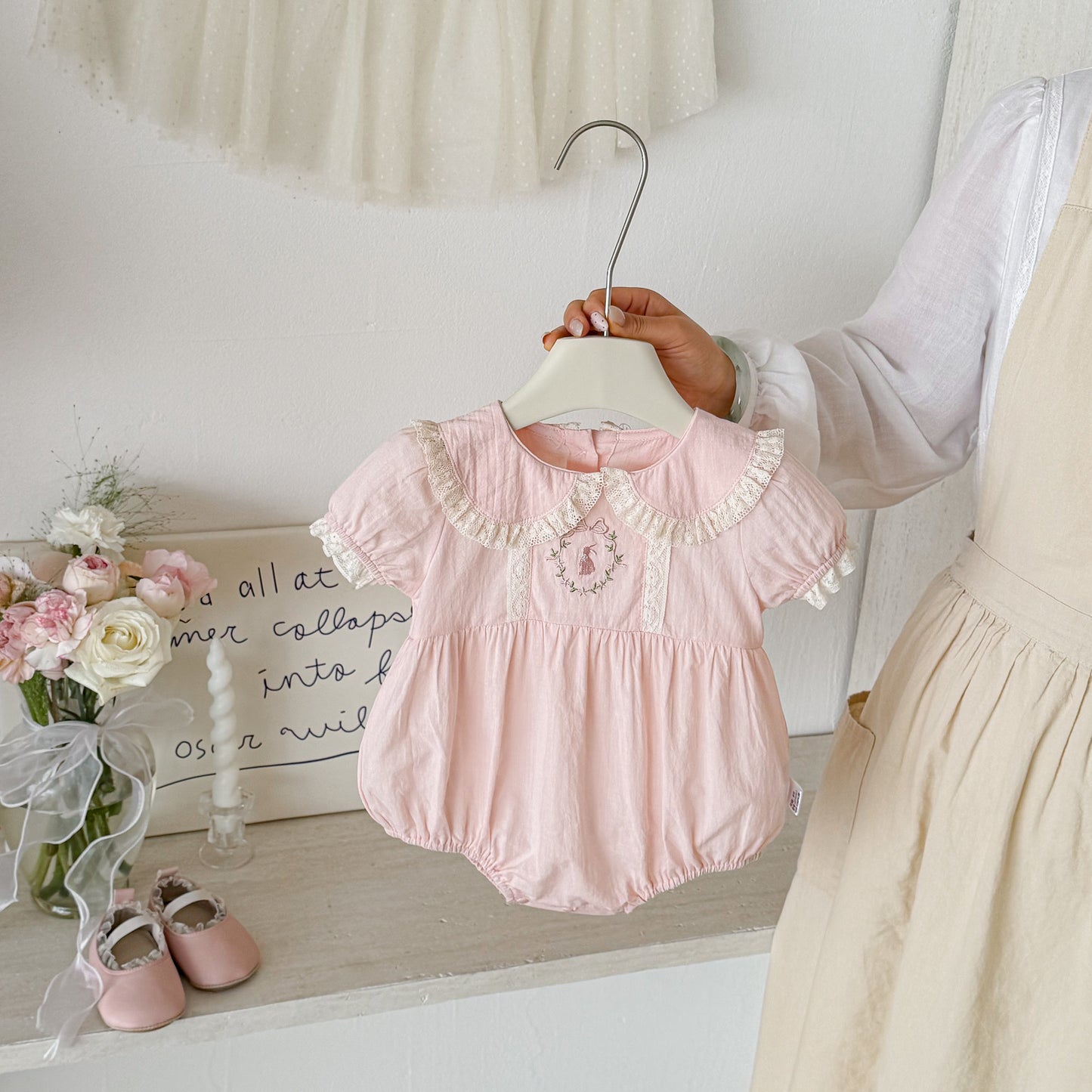 Summer Arrival Baby Girls Short Sleeves Embroidery Pattern Lace Trim Bodysuit, MyKids-USA®, Baby & Children's One-Pieces, MyKids-USA -  -  -  -  -  -  - .