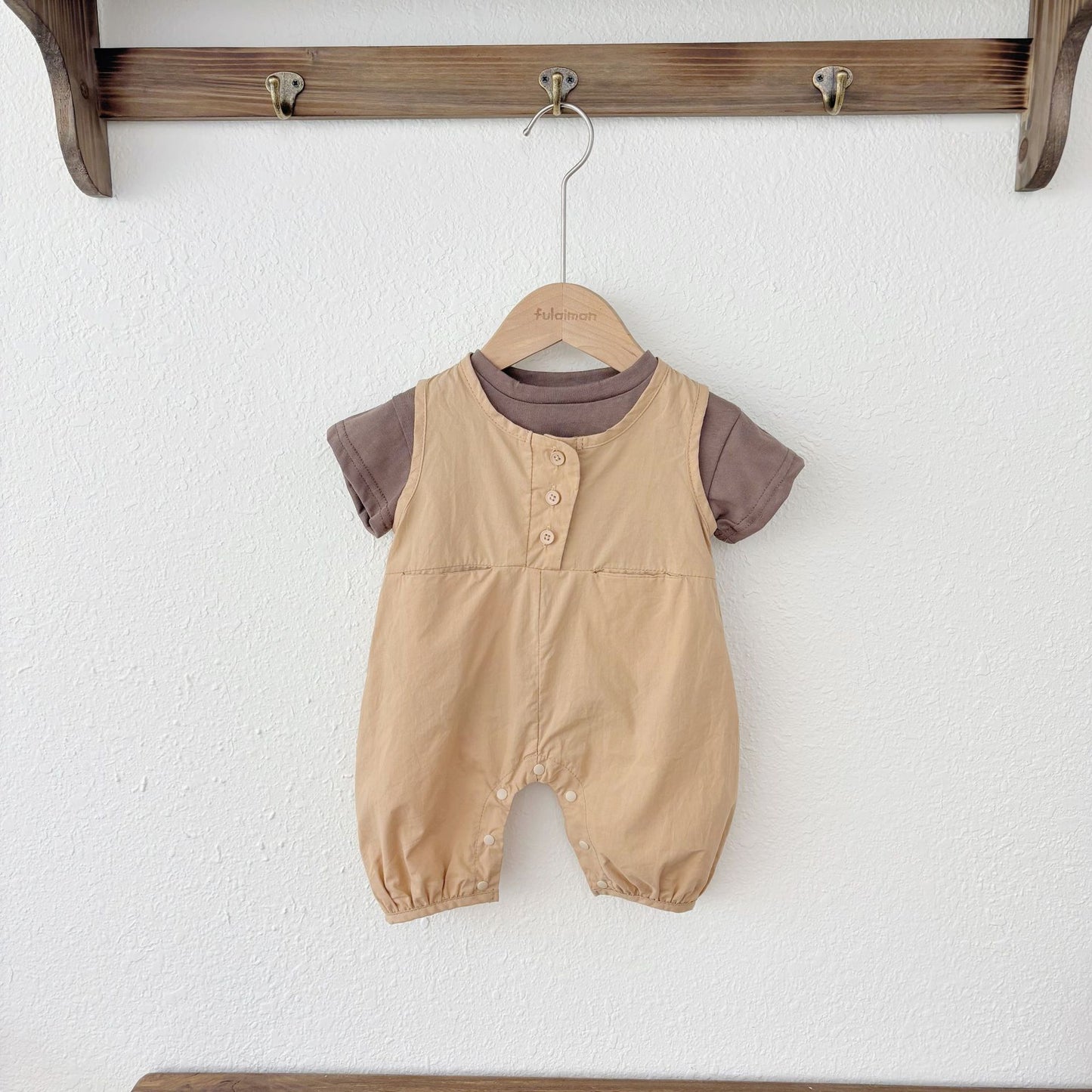 Summer Baby Kids Casual Solid Color Sleeveless Top T-shirt with Sleeveless Rompers Clothing Set for Boys, MyKids-USA®, Baby & Toddler Outfits, MyKids-USA - SIze/Age - 66 (3-6M) - Color - Coffee -  -  - TR2505081720-B