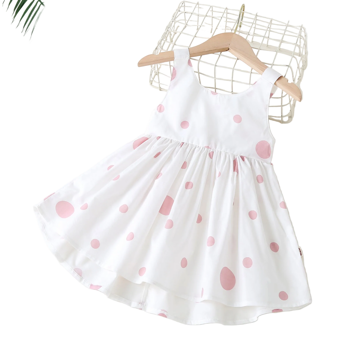 Polka Dot Pattern Sleeveless Round Collar Dress With Bow, MyKids-USA®, Baby & Toddler Dresses, MyKids-USA -  -  -  -  -  -  - .