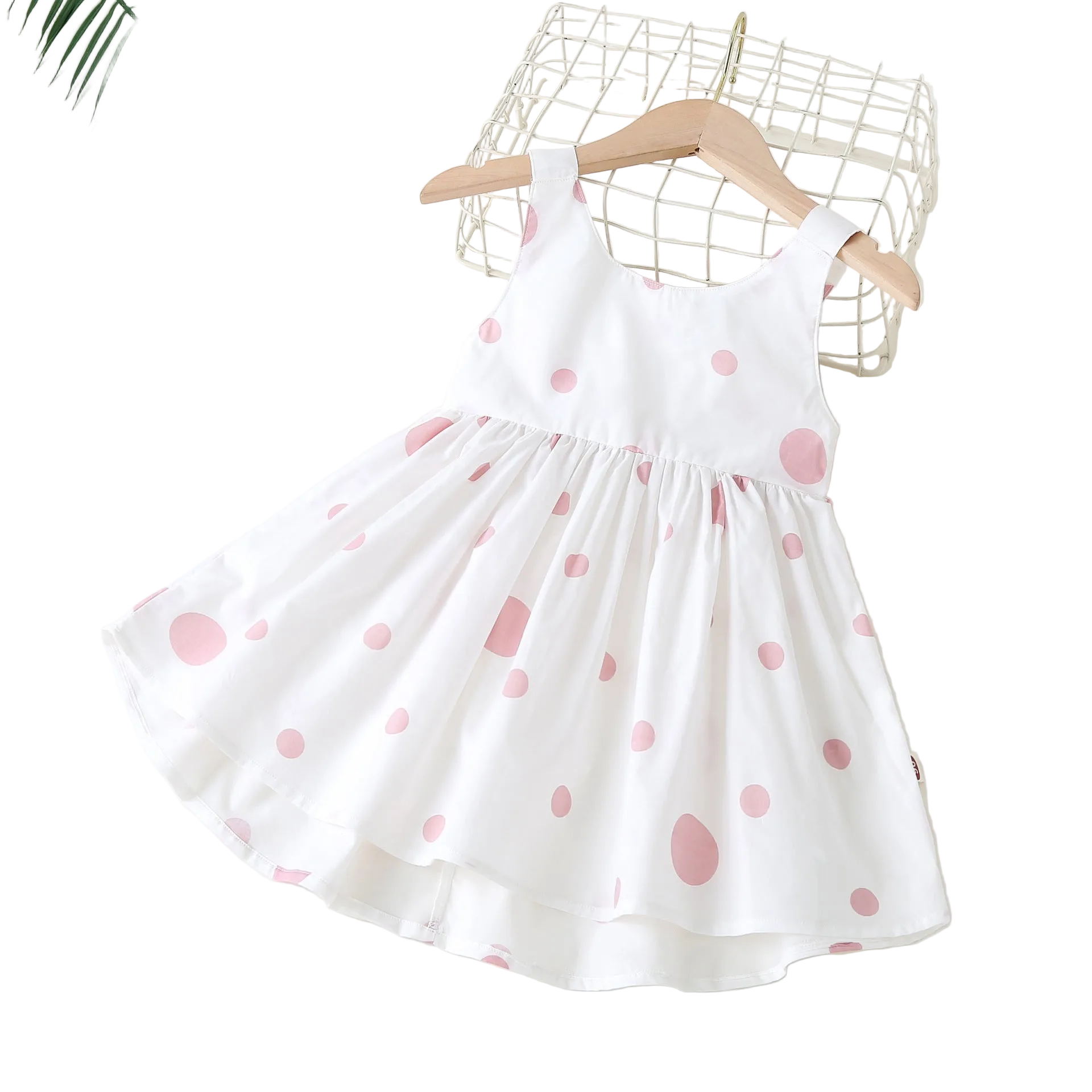 Polka Dot Pattern Sleeveless Round Collar Dress With Bow, MyKids-USA®, Baby & Toddler Dresses, MyKids-USA -  -  -  -  -  -  - .