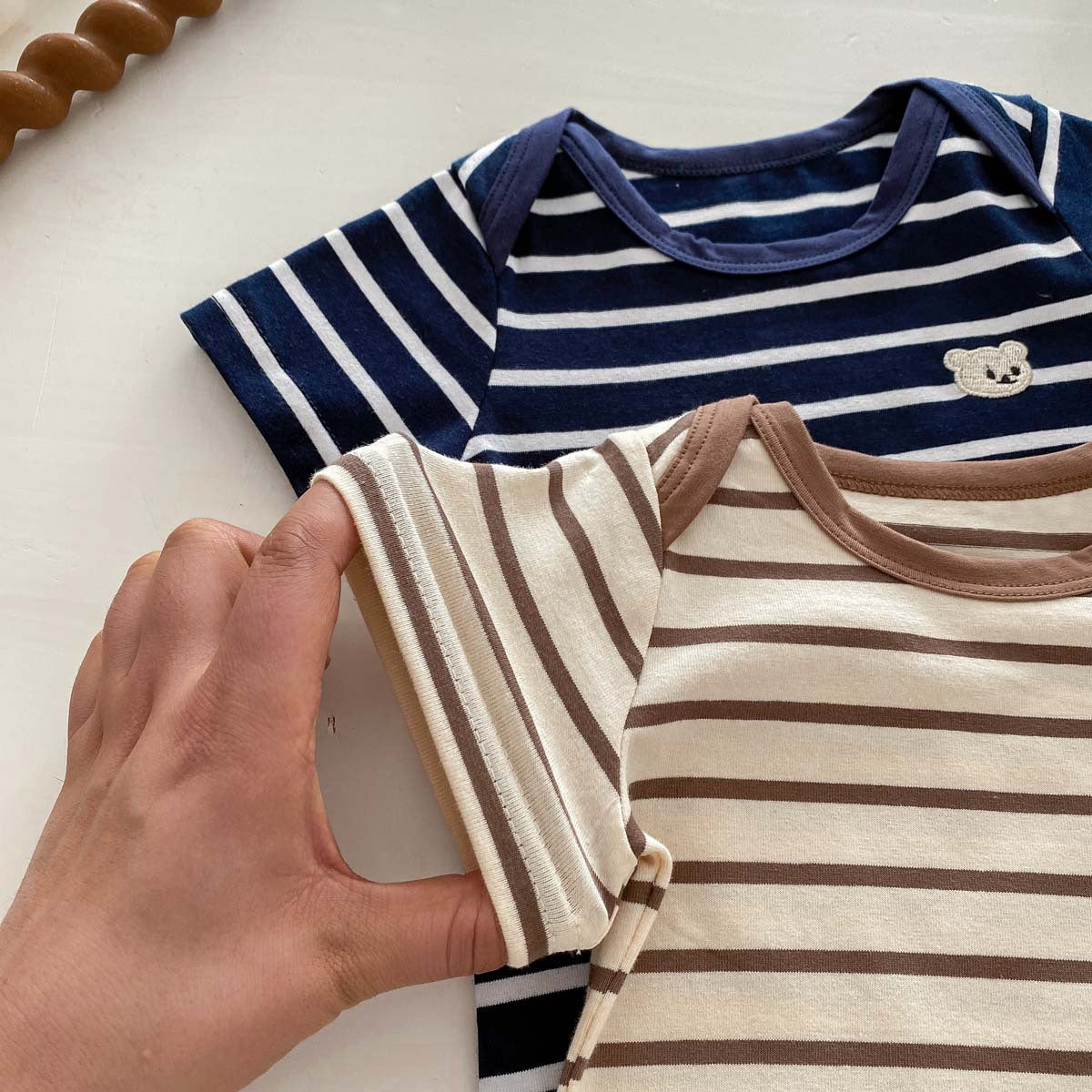 Summer Arrival Baby Boys and Girls Short Sleeves Striped and Teddy Pattern Bodysuit, MyKids-USA®, Baby & Children's One-Pieces, MyKids-USA -  -  -  -  -  -  - .