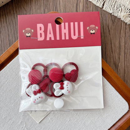 Collection of 5-6 Pieces Cute Red Color Various Pattern Hair Ties, MyKids-USA®, Ponytail Holders, MyKids-USA - Size/Age - Average Size (0-12Y） - Color - Apricot -  -  - TR2603302150-A.