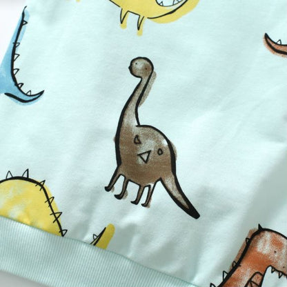 Baby Boy All Over Dinosaur Pattern Hoodie And Shorts Sets