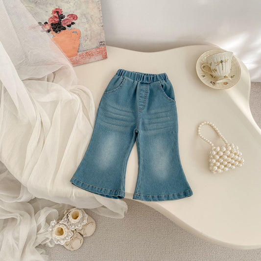 Spring and Autumn Arrival Modern Baby Kids Girls Denim Flared Pants, MyKids-USA®, Jeans, MyKids-USA - Size/Age - 73 (6-9M) - Color - Blue -  -  - TR2601142306-A.