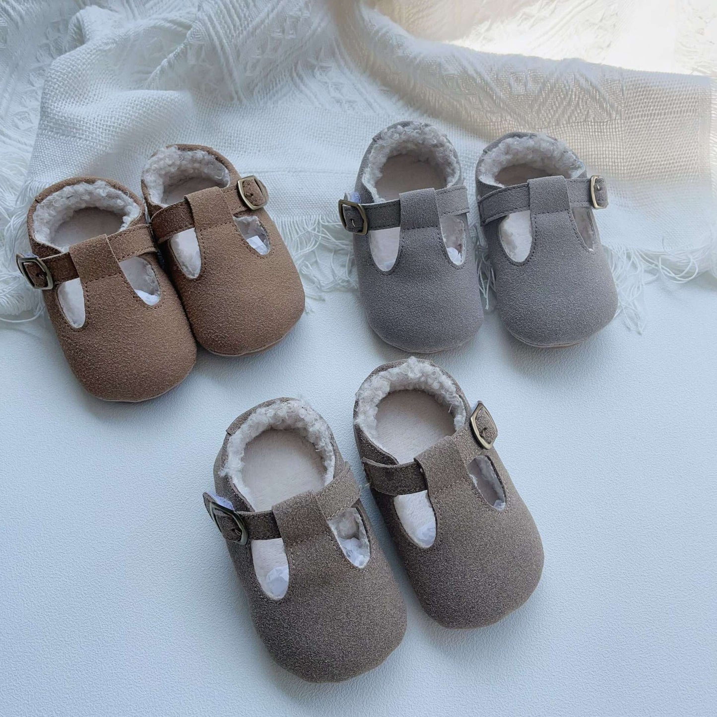 New Arrival In Winter Baby Girl Solid Color Plush Warm Anti-Slip Shoes