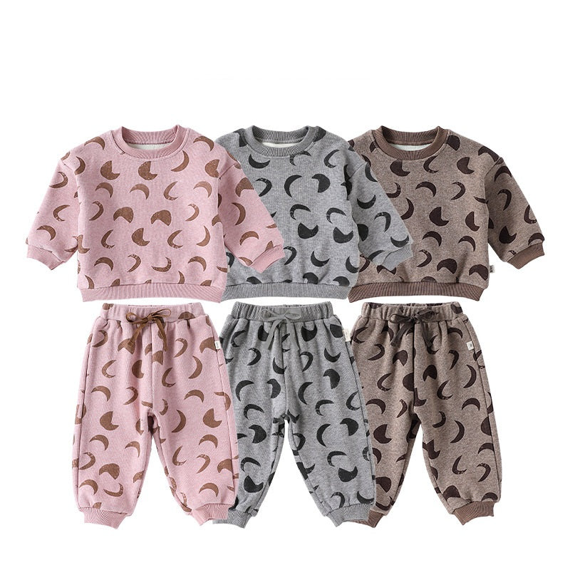 Winter and Autumn Baby Kids Geometric Moons Pattern Long Sleeves Top and Pants, MyKids-USA®, Baby & Toddler Outfits, MyKids-USA -  -  -  -  -  -  - 